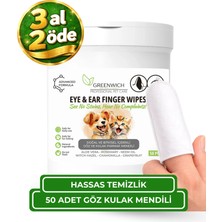 Greenwich Kedi ve Köpek Göz ve Kulak Parmak Mendili 50 Adet – Tek Kullanımlık Vegan Temizleme Mendili | Günlük Göz ve Kulak Hijyen Bakımı