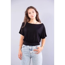 Mckanzie 6982 (N-2802) Kayık Yaka Kısa Kol Turlu Bluz