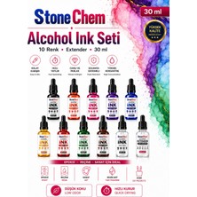 Stonechem Alcohol Ink Seti 10 Renk + 1 Extender 30 ml Epoksi Reçine Pigment Boya Seti