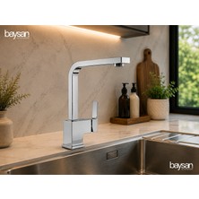 Baysan Su Armatürleri Kare Kuğu Mutfak Eviye Bataryası