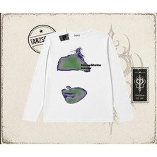 Tarzsokak Unisex Distraction Biskilet Yaka  Long Sleeve Beyaz