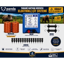 20 Dekar Panda  Ayı Damuz Kovucu Elektrikli Çit Makinası 1250 Metre Tel ve Izalatör Set