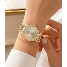 Ferrucci Milano Delüx Serisi Gold Renk Çelik Kordon&kasa Kadın Kol Saati+Bileklik Hediyeli