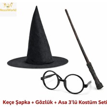 sbodurhome  Çocuk Seti (Siyah Keçe Şapka, Asa, Gözlük)