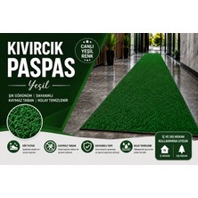 Aatolia Kıvırcık Paspas 14 mm Yeşil Kaymaz Taban Iç Dış Mekan Kapı Önü Dayanıklı Zemin Paspası