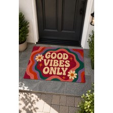 Zeta Halı Good Vibes Only Boho Retro Dekoratif Kapı Önü Paspası