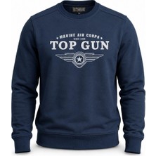 Top Gun Baskılı Sweat Mavı