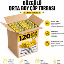 Liva Ambalaj Polmix Büzgülü Limon Kokulu Sarı Çöp Torbası Poşeti / 55 x 60 cm X12 Rulo 120 Adet