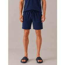 Xint Erkek Lacivert Regular Fit Pamuklu Havlu Sweat Şort