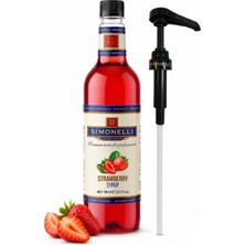 Simonelli Çilek Aromalı Kahve Şurubu 700 ml - İçecek ve Kokteyl Şurubu (Pompa Dahil)