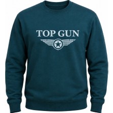 Top Gun Baskılı Sweat Petrol