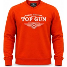 Top Gun Baskılı Sweat Turuncu