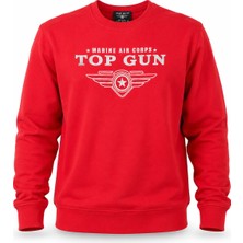 Top Gun Baskılı Sweat Kırmızı