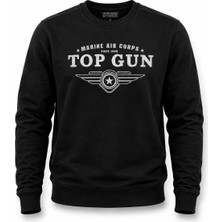 Top Gun Baskılı Sweat Sıyah