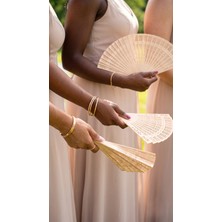 Lora Wedding Ahşap Desenli Katlanabilir Yelpaze - Özel Günler Için Kalıcı Hatıra Yelpazesi | 10 Adet | 25007-1