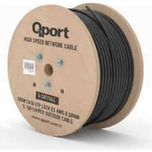 Vira Qport Q-Catfull 500 M  Lszh Cat6 Outdoor  23AWG 0.58MM %100 Bakır Siyah Kablo