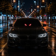 ENNAR LED Kızgın Göz Efektli Titreşim Sensörlü Şarjlı Araç Camı Dekor Işığı Güneş Enerjisi ve Type-C ile Şarj Edilebilir