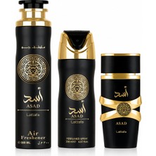 Lattafa Asad Erkek Hediye Seti 100 ml Edp + 200 ml Deodorant + 300 ml Oda Spreyi Uzun Süre Kalıcı Erkek Parfüm Seti