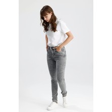 Özel Tasarım Açık Gri Denim Rahat Doğal Esnek Yumuşak MIRA12 Skinny Fit Kalıp Kadın Jean Pantolon