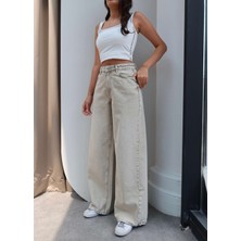 Esra Helvacı Geniş Paça Yan Dikişli Jean