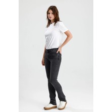 Yeni Sezon Boot Cut MONICA24 Koyu Gri Denim Düz Kesim Sade Şık Kadın Jean Pantolon