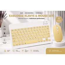 Monsgeek Tüm Cihazlara Uyumlu Akıllı Taşınabilir Şarj Edilebilir Kablosuz Bluetooth Klavye + Mause Set