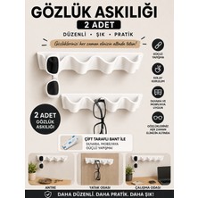 Tofu Yapışkanlı Gözlük Askılığı – Duvar ve Dolap Içi Organizer - 2 Adet - Beyaz