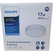 Philips Phılıps Smartbright Sıvaüstü Tavan LED Lamba 17W 4000K Beyaz Işık( Beyaz ile Sarı Arası) 1800 Lümen 22 cm Çapında Plastik Gövde