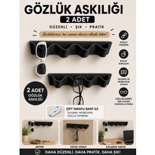 Tofu Yapışkanlı Gözlük Askılığı – Duvar ve Dolap Içi Organizer - 2 Adet - Siyah