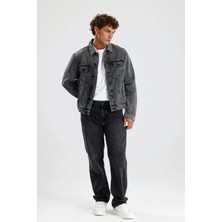 Özel Üretim %100 Pamuk Gri Denim Rahat Konforlu TOM32 Erkek Klasik Trucker Jean Ceket