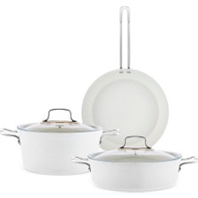 Emsan Biogranit White Stone 5 Parça Tencere Seti