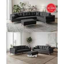 Velura Home & Living Zeri Modüler Yataklı Koltuk Takımı & 2 Adet Üçlü Kanepe & Köşe Takımı (3 3) - Keten Antrasit
