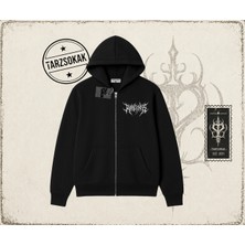 Tarzsokak Unisex Gothic Ruthless Oversize Unisex Hırka & Çeket Fermuarlı Sweatshirt Beyaz