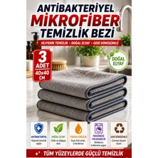 Open City 3'lü Antibakteriyel Mikrofiber Temizlik Bezi 40X40 cm Çok Amaçlı Mutfak Cam Banyo Temizlik Seti