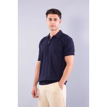 Mckanzie 10026 Kendinden Şeritli Fermuarlı Yakalı Triko T-shirt