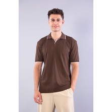 Mckanzie 10020 Polo Yaka Kol Ve Yaka Çizgili Kendinden Şeritli T-shirt