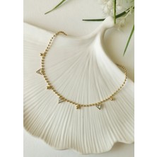 Halley Concept Üçgen Taş Detaylı Gold Çelik Halhal 23+5 cm