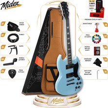 Midex Sg-Special-Ltb Profesyonel Sg Kasa Hh Elektro Gitar Seti Turkuaz