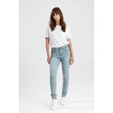 Özel Tasarım Açık Renk Indigo Denim Rahat Doğal Yumuşak MIRA12 Skinny Fit Kadın Jean Pantolon