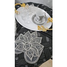 Zesa Home 6 Lı Kahve Yanı Şık Sunum Peçeteleri Tül Güpürlü