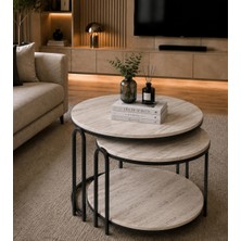 Sedaş Living Units 2 Li Salon Yavrulu Katlı Orta Sehpa Suntalam Lenka (Siyah) Metal Ayak Sehpa_orta_lux