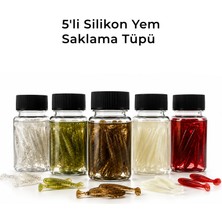Bicampi 5'li %100 Sızdırmaz Contalı Silikon Yem Saklama Tüpü - Lrf & Spin Yem Saklama Kutusu 50 ml