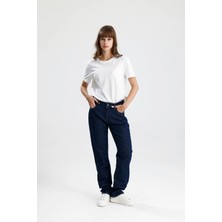 Özel Üretim %100 Pamuk Nefes Alabilir Koyu Indigo Denim Hafif Bol RICKY15 Kadın Jean Pantolon