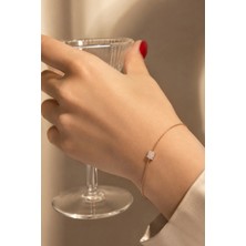 Argentum Concept 925 Ayar Gümüş Rose Zirkon Taşlı Kare Bileklik - B050301