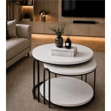 Sedaş Living Units 2 Li Salon Yavrulu Katlı Orta Sehpa Suntalam Lenka (Siyah) Metal Ayak Sehpa_orta_lux