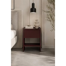 Sarmobi Almo Tek Çekmeceli Komodin Y:52 G:38 D:40 / Vişne Çürüğü - Bordo