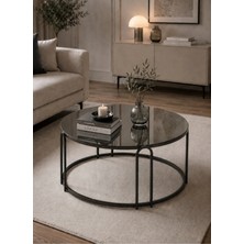 Sedaş Living Units Lenka Füme Ayna Orta Sehpa Yuvarlak Siyah Metal _ Sedaş_lenka_orta_siyah_füme_lux