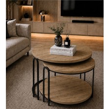 Sedaş Living Units 2 Li Salon Yavrulu Katlı Orta Sehpa Suntalam Lenka (Siyah) Metal Ayak Sehpa_orta_lux