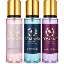 Romano La Vie Est Belle-Bombshell-Vanilya Powder Üçlü Set Vücut Spreyi 150 ml Kalıcı Parfüm Esanslı