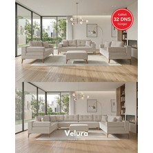 Velura Home & Living Zeri Modüler Yataklı 3 Adet Üçlü Kanepe & 3'lü Koltuk (3+3+3) - Latte